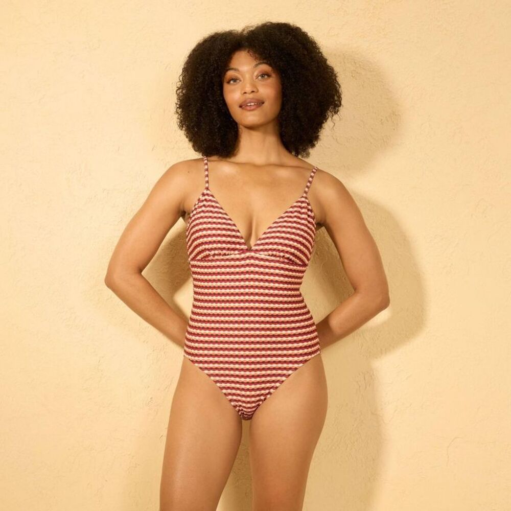 Striped Red and White Women's Swimsuit